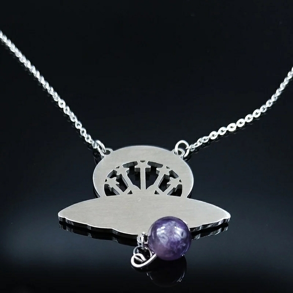 Witchcraft Crescent & Moth Pendant Necklace - Picture 4 of 16